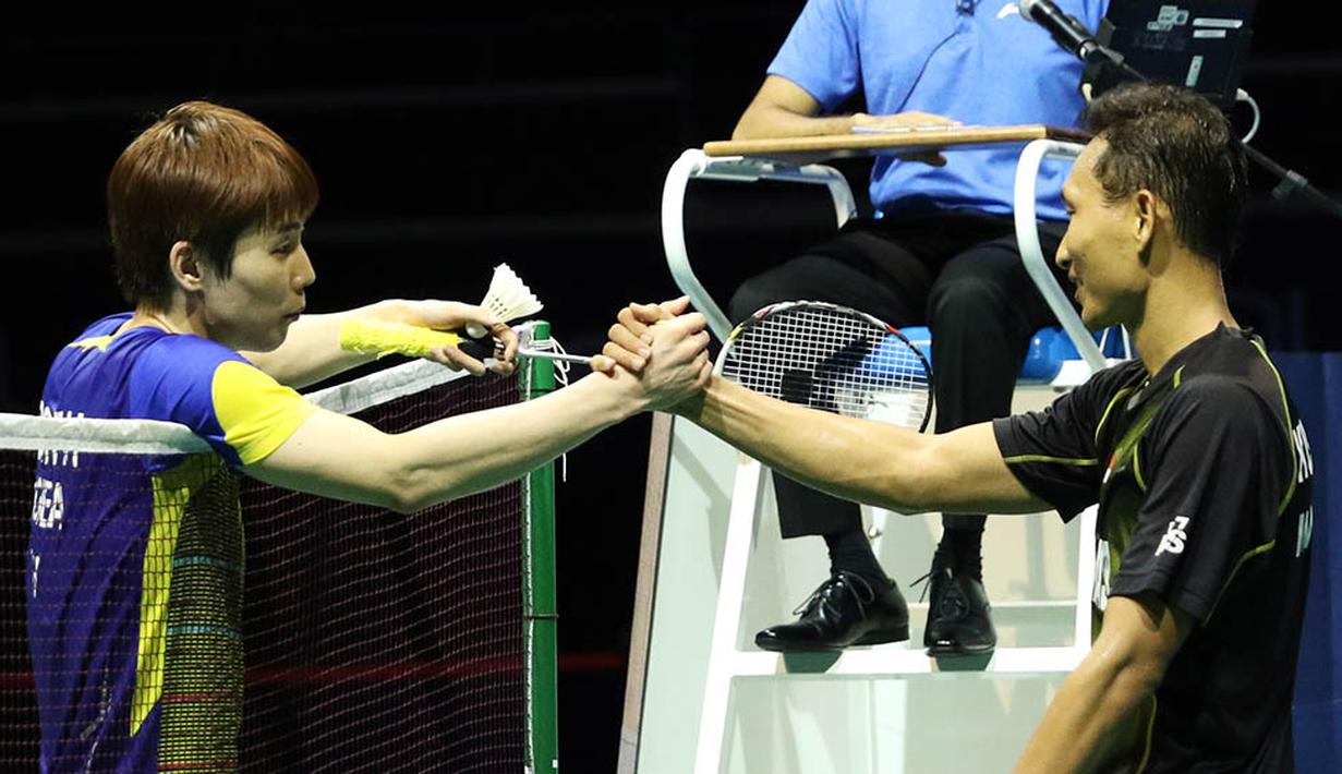 Pada partai final Sony Dwi Kuncoro berhasil mengalahkan tunggal putra Korea Selatan, Son Wan Ho, dengan skor 21-16, 13-21, 21-14. (PBSI/Nafielah)