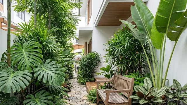 Layout Taman Tropis yang Rindang dan Segar