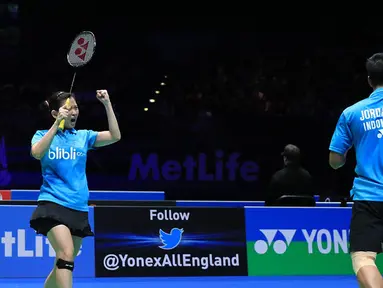Pasangan ganda campuran Indonesia, Praveen Jordan dan Debby Susanto berhasil membuat kejutan dengan lolos ke babak final All England 2016 dan ini menjadi final pertama mereka di ajang prestisius itu. (PBSI/Nafielah)