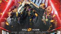 RRQ Hoshi menjadi jawara MPL ID Season 9 setelah menumbangkan sang juara bertahan, Onic Esports. Kini, kedua tim akan berlaga di MSC 2022 sebagai representatif MPL ID. (FOTO / IG MPL ID)