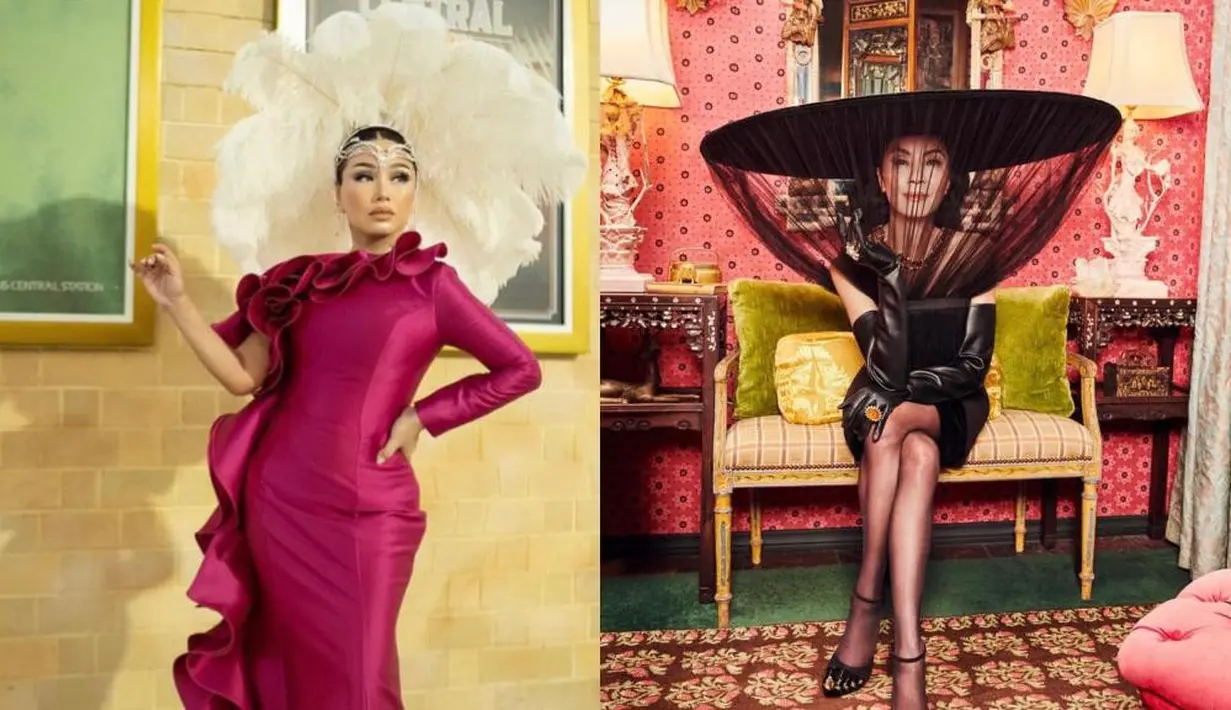 Beginilah tampilan keduanya yang sama-sama memukau dengan aksesori kepala yang glamor. [Foto: IG/ti2dj/michelleyeoh_official].