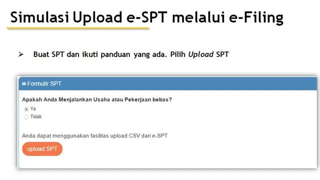 Simulasi Upload e-SPT melalui e-Filing