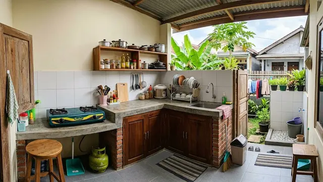 Rumah 6x8 dengan Dapur Belakang