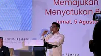 Wakil Ketua DPR RI dan Ketua Umum Partai Kebangkitan Bangsa (PKB) Muhaimin Iskandar alias Cak Imin menghadiri acara 10 tahun Forum Pemred di Hotel Raffles, Jakarta, Jumat (5/8/2022).