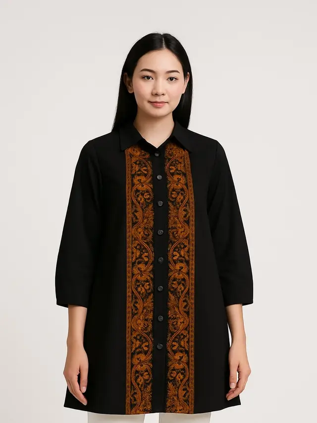 Model Tunik Batik Kombinasi Kain Polos
