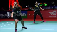 Alfian Eko Prasestya/Masita Mahmudin kalah 18-21 dan 15-21 dari Marcus Ellis/Lauren Smith pada babak pertama Indonesia Masters 2021 di Bali Internasional Convention Centre and Westin Resort, Nusa Dua, Bali, Selasa (16/11/2021) siang WIB. (Humas PP PBSI)