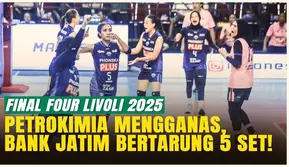 Petrokimia Gresik Pupuk Indonesia tampil gemilang dengan kemenangan 3-0 atas TNI AU Electric, sementara Bank Jatim harus berjuang lima set untuk menumbangkan Rajawali O2C di Final Four Livoli Divisi Utama 2025.