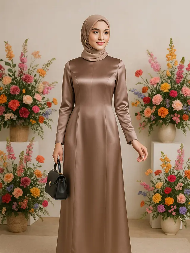 Model Gamis Satin yang Enggak Gampang Kusut