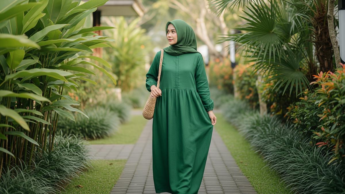 9 Model Gamis Warna Emerald Tren 2026, Anggun dan Modern untuk Setiap Acara