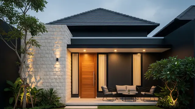 Hitam Arang dengan Batu Alam Krem