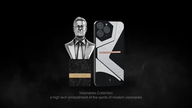 iPhone 13 Tesla Electro dan patung Elon Musk dari Caviar (Tangkapan Layar YouTube Caviar iPhone)