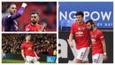 Bruno Fernandes, David De Gea, dan Scott McTominay digadang-gadang sebagai pemain yang pas untuk menggantikan kepemimpinan Harry Maguire. (Foto: AFP)