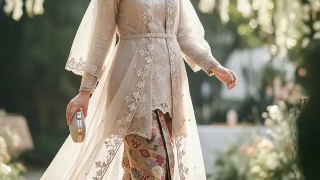 gamis kebaya modern berlapis organza (Image by Gemini AI)