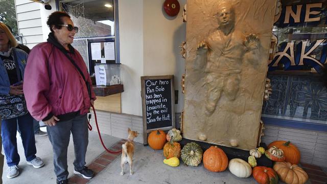 Pan Solo dipajang di depan toko di Benicia. (Jose Carlos Fajardo/Bay Area News Group via AP)