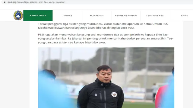Narasi PSSI yang menyebut Shin Tae-yong tidak akur dengan tiga mantan asistennya di Timnas Indonesia.