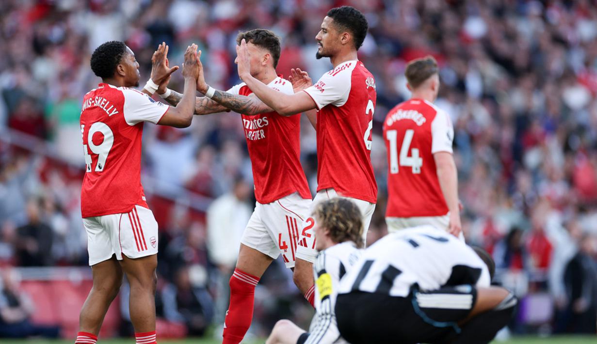 Arsenal sukses memetik kemenangan penting atas Newcastle United di lanjutan Premier League 2025/2026 di Emirates Stadium pada Sabtu (26/4/2026) . (AP Photo/Ian Walton)
