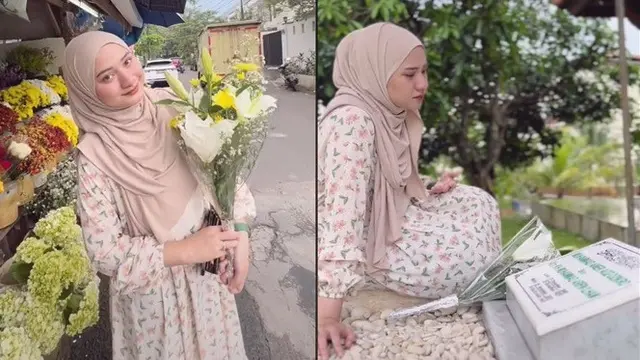 6 Momen Nadzira Shafa Ziarah ke Makam Ameer Azzikra, Usap Nisan Penuh Haru