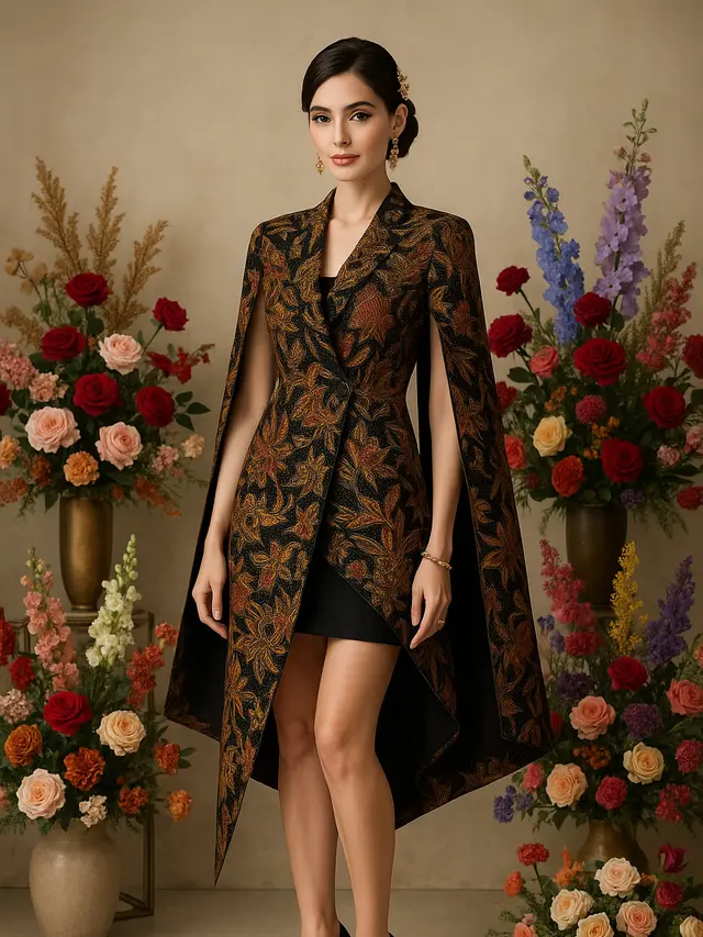 Model Blazer Batik Cape