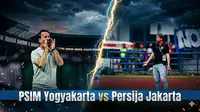 Cover duel pelatih PSIM Yogyakarta versus Persija Jakarta. (Bola.com/Gemini)