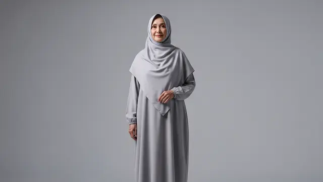 Gamis Abu-Abu Muda Elegan