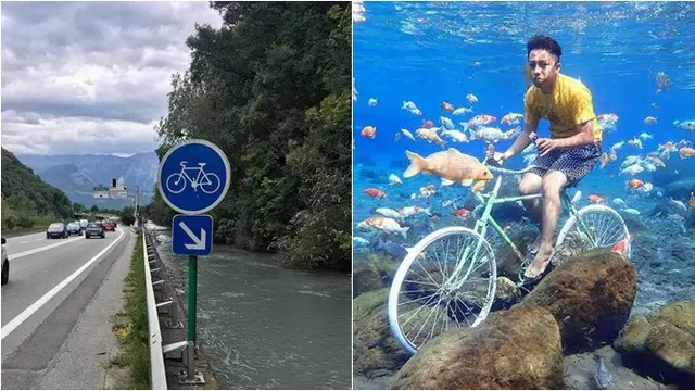 7 Potret Kocak Bila Jalur Sepeda Lewat Sungai Ini Bikin Ngakak