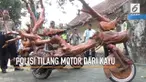 Dalam gelaran Razia Operasi Semeru 2018, Satlantas Polres Bojonegoro menahan sebuah motor yang kerangkanya terbuat dari kayu.