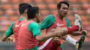 Kapten Timnas Indonesia, Hansamu Yama, melakukan latihan jelang laga melawan Kamboja  di Stadion Shah Alam, Selangor, Kamis, (24/8/2017). Indonesia akan menjalani laga penentuan melawan Kamboja. (Bola.com/Vitalis Yogi Trisna)