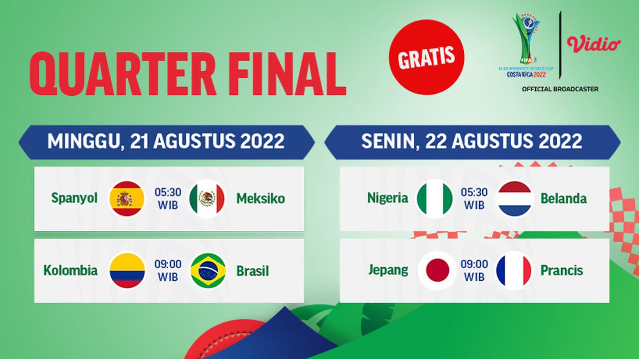 Link Live Streaming Quarterfinal FIFA World Cup U-20 Women's Costa Rica di Vidio