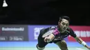 Jonatan Christie berhasil melangkah ke babak final Japan Open 2023 usai menaklukkan Lakshya Sen 21-15, 13-21, dan 21-16. (AP Photo/Hiro Komae)