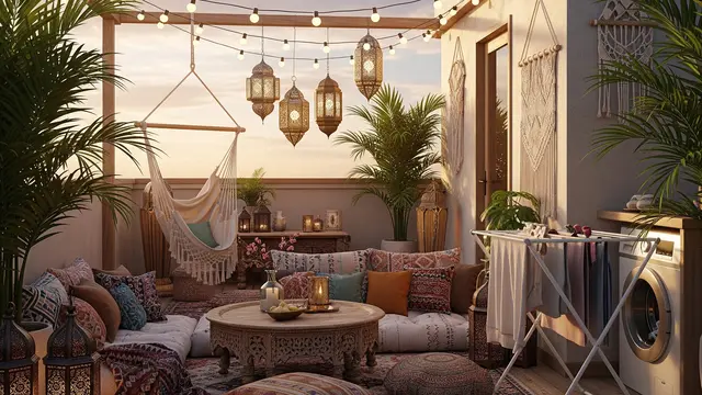Rooftop Luas ala Bohemian untuk Santai Maksimal