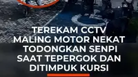 Terekam CCTV Maling Motor Nekat Todongkan Senpi Saat Terpergok