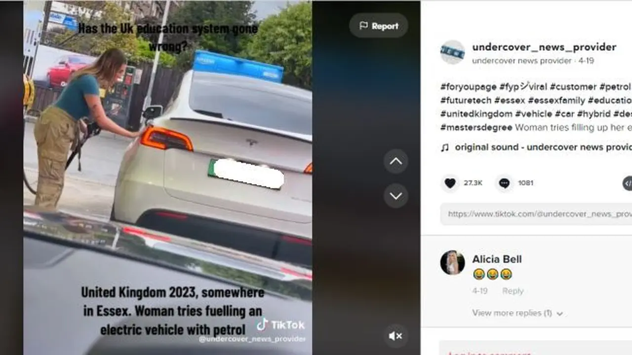 Wanita Asal Britania Raya ini Isi Bensin Pakai Mobil Listrik