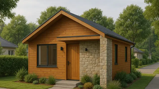 Gambar Rumah Tipe 21 dengan Fasad Kayu