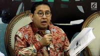 Anggota MPR Fraksi Gerindra, Fadli Zon saat menjadi narasumber diskusi Empat Pilar MPR di Jakarta, Jumat (5/10). Diskusi itu mengambil tema "Ancaman Hoax dan Keutuhan NKRI". (Liputan6.com/JohanTallo)