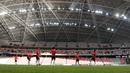 Suasana latihan Singapura jelang laga Piala AFF 2018 di Stadion Nasional, Singapura, Kamis (8/11). Singapura akan melawan Timnas Indonesia. (Bola.com/M. Iqbal Ichsan)