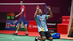 Chicoyang merupakan putra asli Papua meraih titel Malaysia Masters setelah memenangi partai final di Axiata Arena, Kuala Lumpur. Dia berhasil mengalahkan Ng Ka Long Angus dari Hong Kong dua gim langsung 22-20, 21-15. (AFP/Mohd Rasfan)