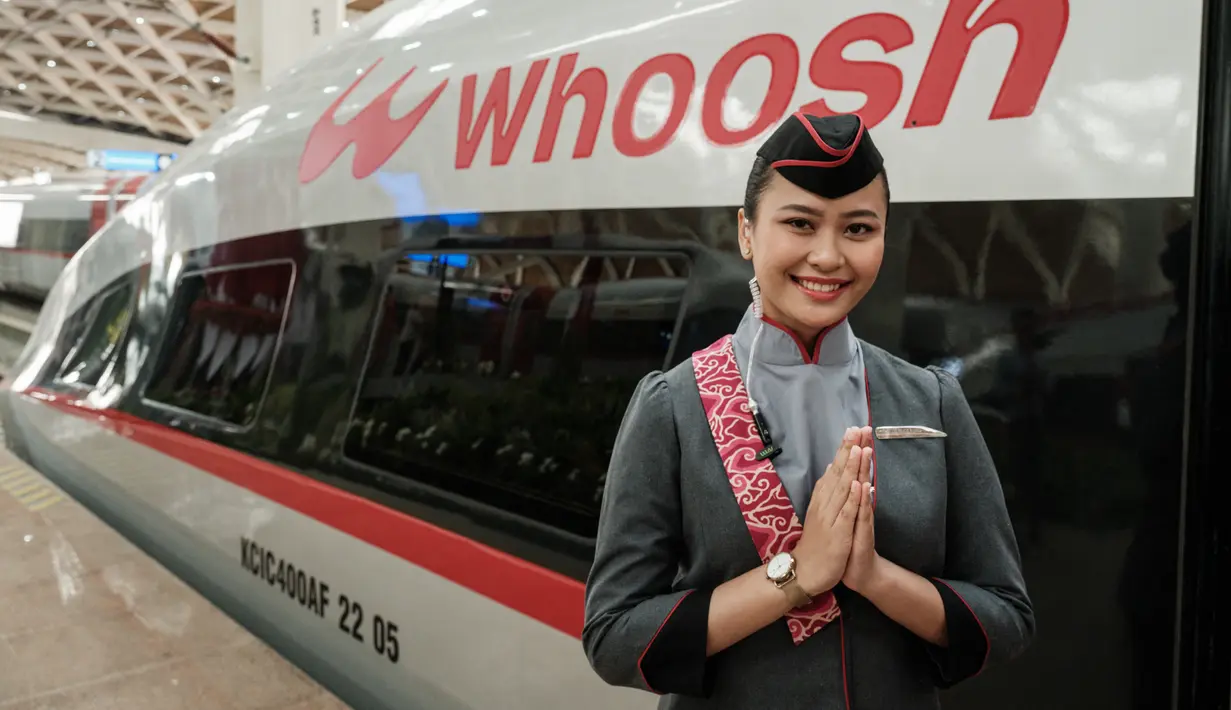Whoosh merupakan singkatan dari Waktu Hemat, Operasi Optimal, Sistem Handal. (Yasuyoshi CHIBA / AFP)