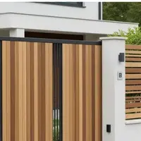 Model Pagar Rumah Modern Tanpa Motif Ramai dengan Sentuhan Kayu Natural (Image by Gemini AI)