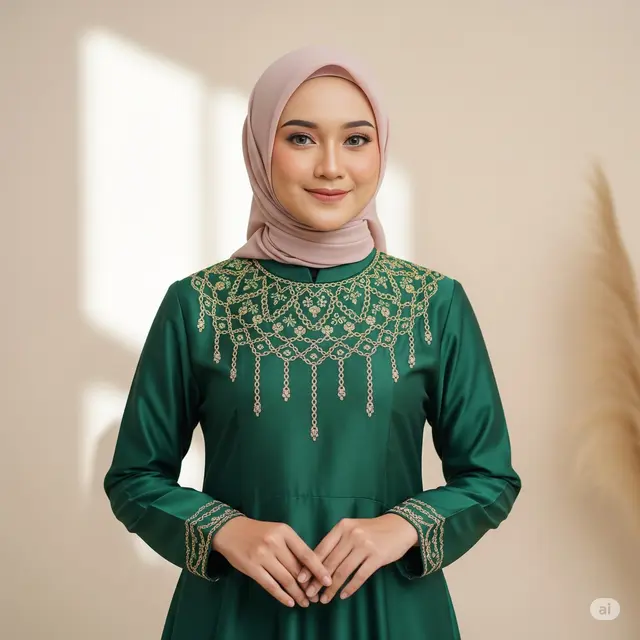 Gamis Brokat 'Frame' Leher