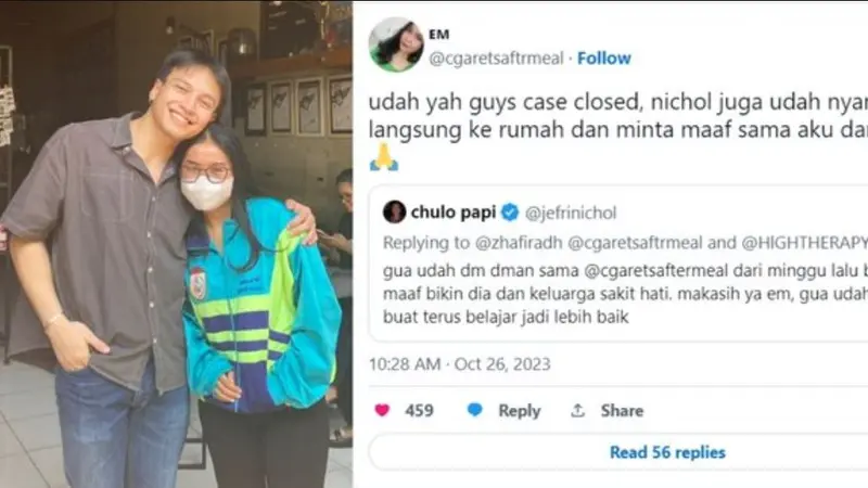 Permasalahan Jefri Nichol dan netizen di platform X berakhir