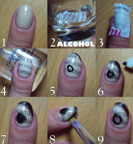 Tutorial burned paper nail art