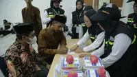 Panitia Penyelenggara Ibadah Haji (PPIH) Arab Saudi 2023 melaksanakan Simulasi Pelayanan Haji 1444 H&nbsp;di Asrama Haji Pondok Gede, Jakarta Timur, Sabtu (15/4/2023) pagi. (Foto:Liputan6/Nafisco Al Fatih)