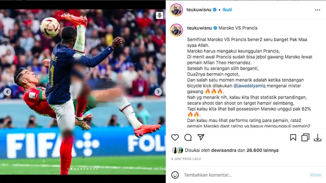 Teuku Wisnu Terkesan dengan Pemain-Pemain Maroko yang Mampu Mendominasi Meski Kalah dari Prancis di Semifinal Piala Dunia 2022