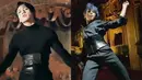 Jungkook dan Jimin BTS dalam video klip Black Swan mengenakan serba hitam, mulai dari kemeja, korset, hingga celannya. Dok. Bighit