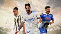 Isco, Dries Mertens, Aaron Ramsey (Bola.com/Bayu Kurniawan Santoso)