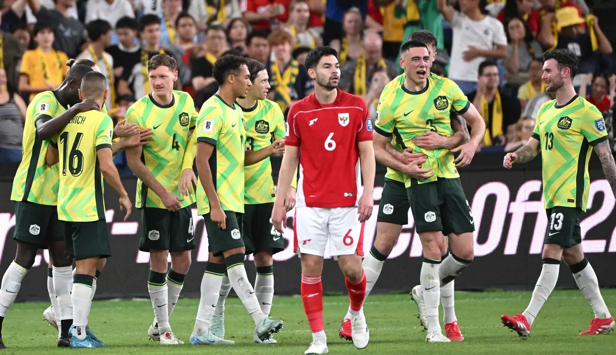 Berhadapan dengan Timnas Australia, Skuad Garuda tumbang dengan skor telak 5-1. (Saeed KHAN/AFP)