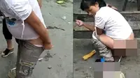 Wanita d China buat heboh netizen usai melahirkan di jalanan (Video Capture)