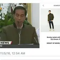 Jaket bomber yang dikenakan oleh Presiden Jokowi ternyata malah membuat netizen mengalihkan perhatiannya dari demo 4 November 2016. (Foto: Istimewa)