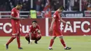 Bek Persija Jakarta, Maman Abdurahman, tampak kecewa usai dikalahkan Ceres-Negros pada laga Piala AFC 2019 di SUGBK, Jakarta, Selasa (23/4). Persija takluk 2-3 dari Ceres-Negros. (Bola.com/M Iqbal Ichsan)