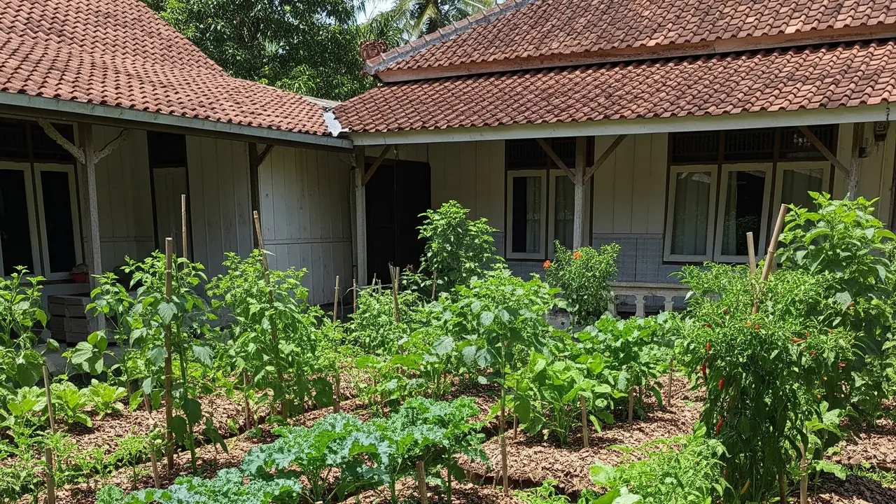 Cara Membuat Kebun Sayur yang Mendapat Mulsa Gratis dari Daun Kering di Pekarangan